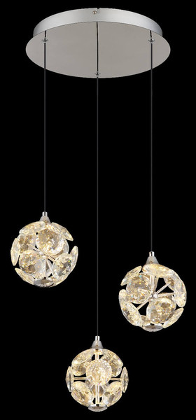 Globo LED Pendelleuchte Virina 24W warmweiss Verchromt klar Metall K9 Kristalle Ø41cm