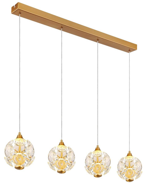 Globo LED Pendelleuchte Virina 32W warmweiss Goldfarben klar Metall K9 Kristalle 150x93cm