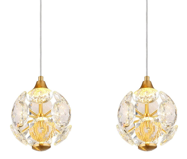 Globo LED Pendelleuchte Virina 32W warmweiss Goldfarben klar Metall K9 Kristalle 150x93cm