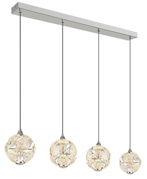 Globo LED Pendelleuchte Virina 32W warmweiss Verchromt klar Metall K9 Kristalle 150x93cm