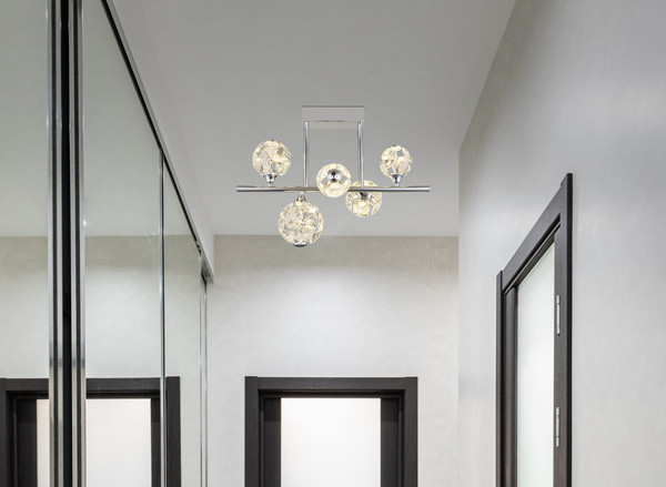 Globo Virina LED Deckenleuchte 42,50W Warmweiß Verchromt, Metall 46cm 16047-5DC