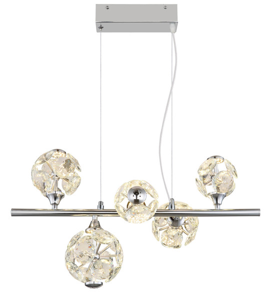 Globo Virina LED Hängeleuchte 30W Neutralweiß Verchromt, Metall 120cm 16047-5HC