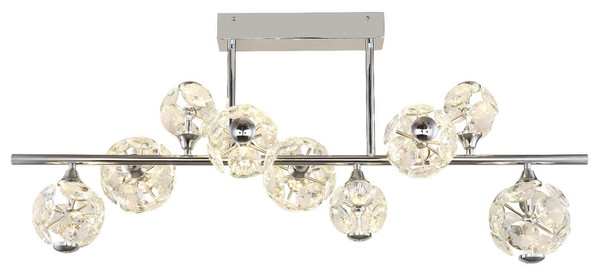 Globo LED Deckenleuchte Virina 73,8W warmweiss Verchromt klar Metall K9 Kristalle 101x45cm