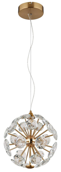 Globo LED Pendelleuchte Virina 12W warmweiss Goldfarben klar Metall K9 Kristalle Ø28cm
