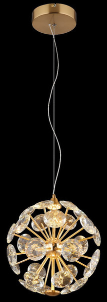 Globo LED Pendelleuchte Virina 12W warmweiss Goldfarben klar Metall K9 Kristalle Ø28cm