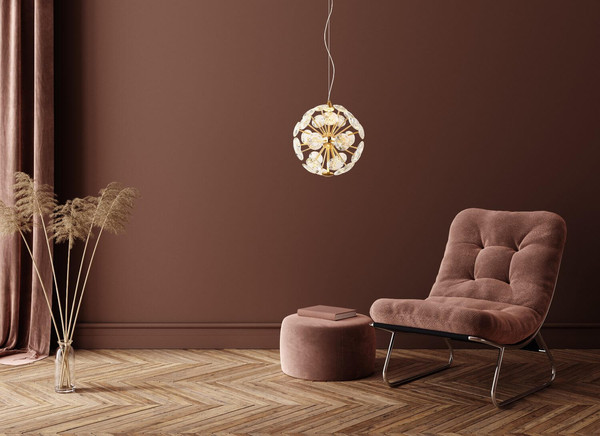 Globo LED Pendelleuchte Virina 12W warmweiss Goldfarben klar Metall K9 Kristalle Ø28cm