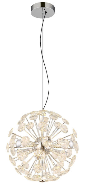 Globo LED Pendelleuchte Virina 24W warmweiss Verchromt klar Metall K9 Kristalle Ø45cm