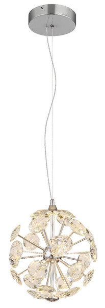 Globo LED Pendelleuchte Virina 16W warmweiss Verchromt klar Metall K9 Kristalle Ø28cm
