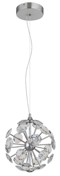 Globo LED Pendelleuchte Virina 16W warmweiss Verchromt klar Metall K9 Kristalle Ø28cm