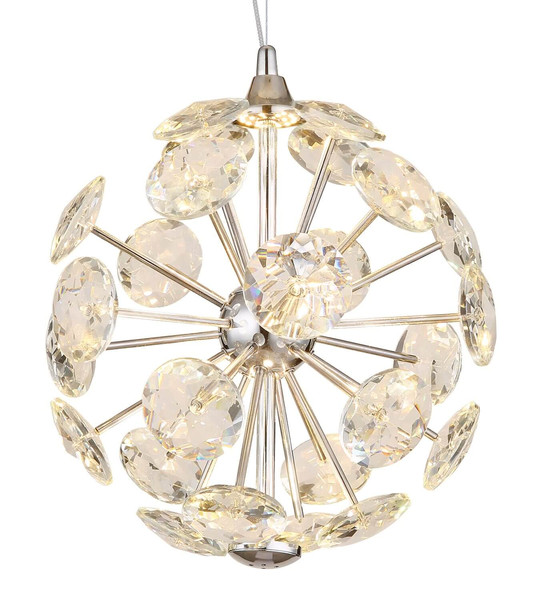 Globo LED Pendelleuchte Virina 16W warmweiss Verchromt klar Metall K9 Kristalle Ø28cm