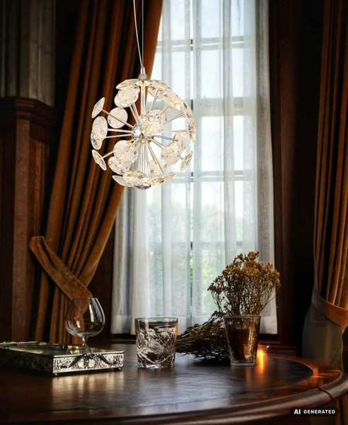 Globo LED Pendelleuchte Virina 16W warmweiss Verchromt klar Metall K9 Kristalle Ø28cm