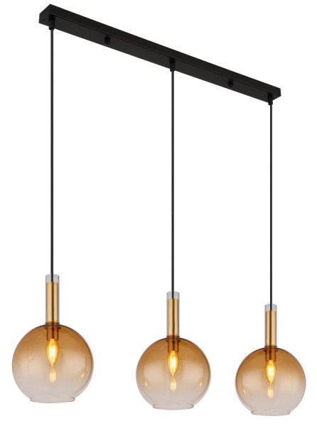 Globo Marinella E14 Hängeleuchte 3-fach 40W Schwarz Matt, Metall Ø20cm 16048-3H