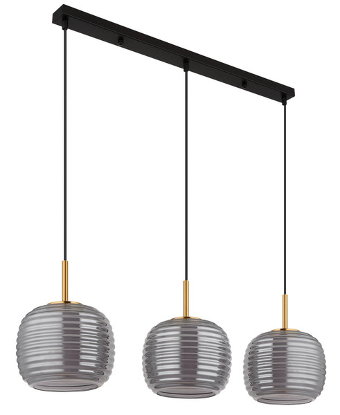 Globo Lampigna E27 Hängeleuchte 3-fach 60W Schwarz Matt, Metall Ø21cm 16049-3H