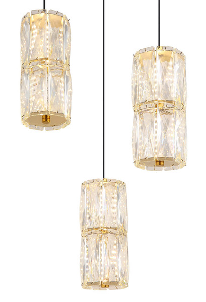 Globo Stefanie LED Hängeleuchte 25W Warmweiß Goldfarben Antik, Metall Ø9,5cm 16051-3