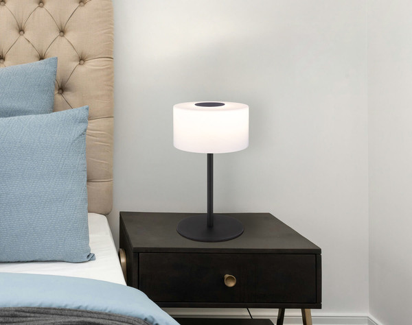 Globo Trenton LED Tischleuchte 10W CCT Schwarz Matt, Metall Ø20cm 16052T