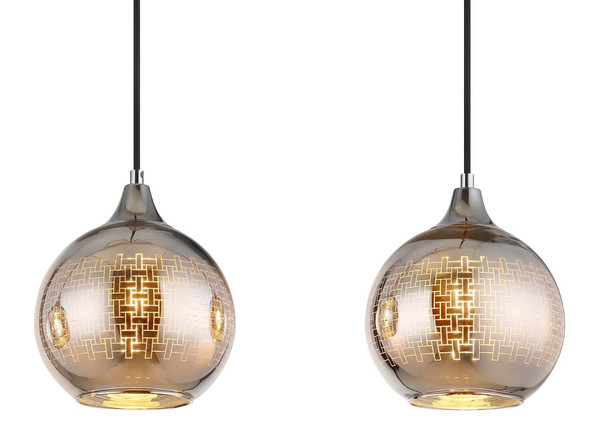 Globo Pendelleuchte Lourdes 3-flammig E27 Weiß verchromt Metall Glaskugeln 129x86cm