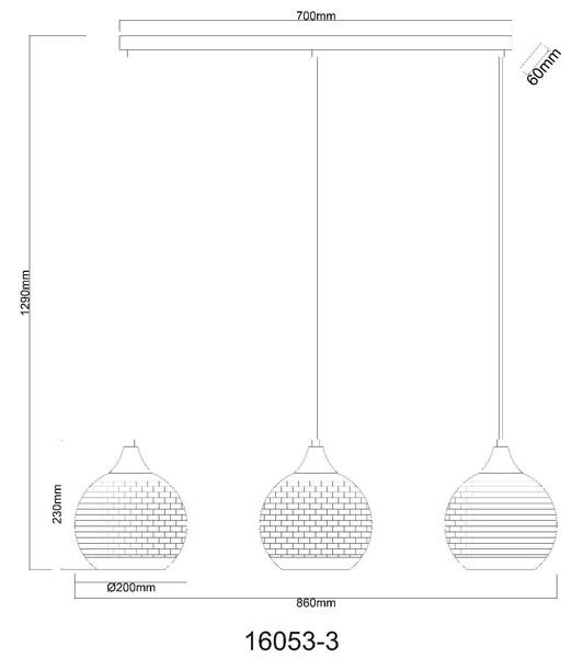 Globo Pendelleuchte Lourdes 3-flammig E27 Weiß verchromt Metall Glaskugeln 129x86cm