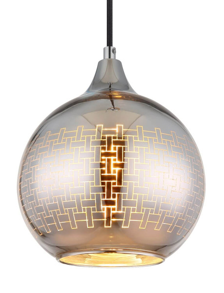 Globo Pendelleuchte Lourdes E27 Weiß verchromt Metall Glaskugel Ø25cm