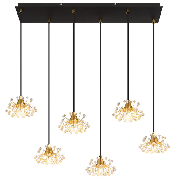 Globo Fiore G9 Hängeleuchte 6-fach 5W Schwarz Matt, Metall Ø14,5cm 16054-6H