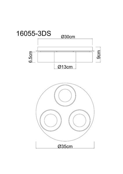 Globo LED Deckenleuchte Higgins 3-flammig GX53 LED 3x 6W extra-warmweiss Schwarz gebürstet rauchfarben Aluminium Glas Ø35cm