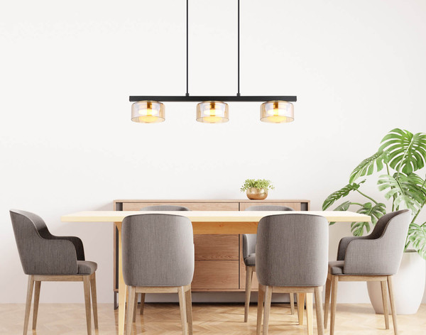 Globo Higgins GX53 Hängeleuchte 3-fach 6W Warmweiß Schwarz Matt, Metall Ø13cm 16055-3HG