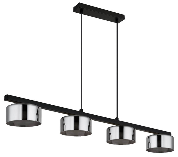 Globo LED Pendelleuchte Higgins 4-flammig GX53 LED 4x 6W extra-warmweiss Schwarz matt rauchfarben Metall Glas 113x90cm