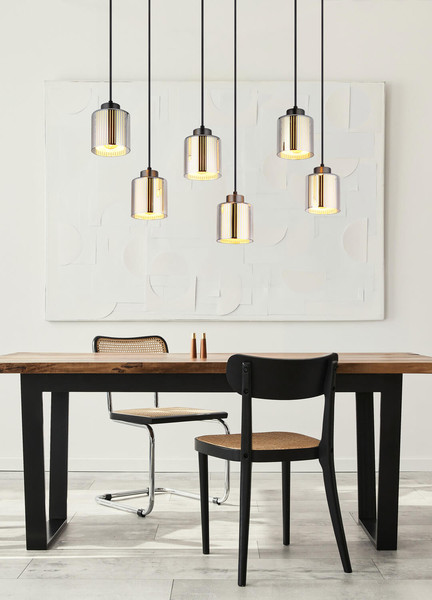 Globo Felicia E27 Hängeleuchte 6-fach 60W Schwarz-Chrom Matt, Metall Ø12cm 16056-6H