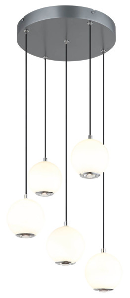 Globo Simmons LED Hängeleuchte 40W CCT Grau Matt, Metall Memoryfunktion Ø12cm 16062-5H