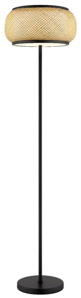 Globo LED Stehleuchte Bambora 22W CCT warm-/neutral-/tageslichtweiss Schwarz matt naturfarben Metall Bambus 146cm