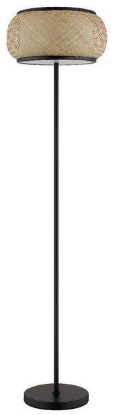 Globo LED Stehleuchte Bambora 22W CCT warm-/neutral-/tageslichtweiss Schwarz matt naturfarben Metall Bambus 146cm