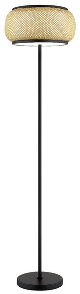Globo LED Stehleuchte Bambora 22W CCT warm-/neutral-/tageslichtweiss Schwarz matt naturfarben Metall Bambus 146cm