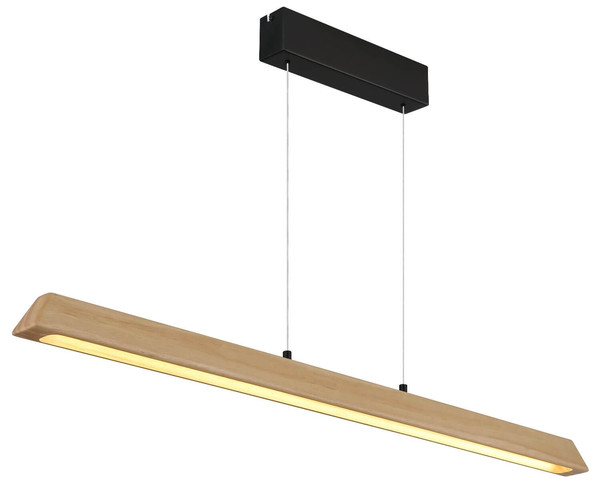 Globo LED Pendelleuchte Melba 26W dimmbar CCT warm-/neutral-/tageslichtweiss Schwarz matt naturfarben hell Metall Holz 150x115cm