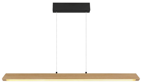 Globo LED Pendelleuchte Melba 26W dimmbar CCT warm-/neutral-/tageslichtweiss Schwarz matt naturfarben hell Metall Holz 150x115cm