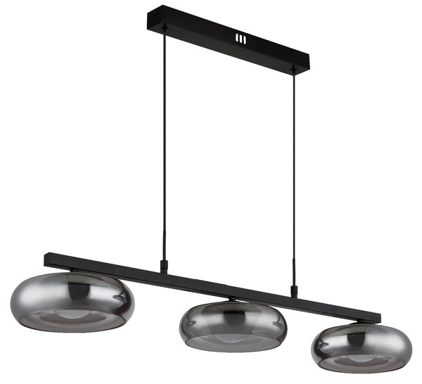 Globo LED Pendelleuchte Carlene 16W CCT warm-/neutral-/tageslichtweiss Schwarz matt rauchfarben Metall Glas 120x85cm