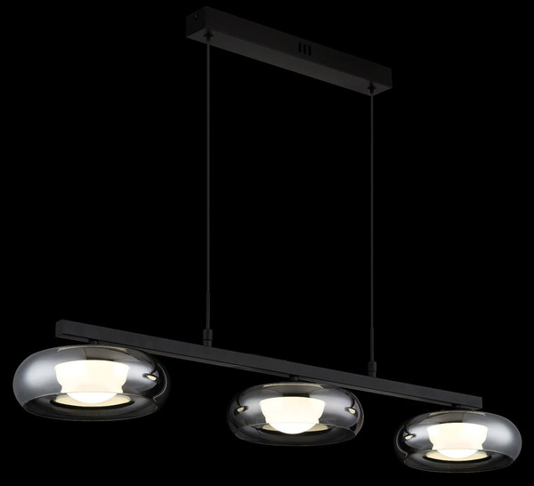 Globo LED Pendelleuchte Carlene 16W CCT warm-/neutral-/tageslichtweiss Schwarz matt rauchfarben Metall Glas 120x85cm