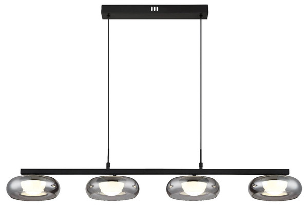 Globo LED Pendelleuchte Carlene 23W CCT warm-/neutral-/tageslichtweiss Schwarz matt rauchfarben Metall Glas 120x110cm