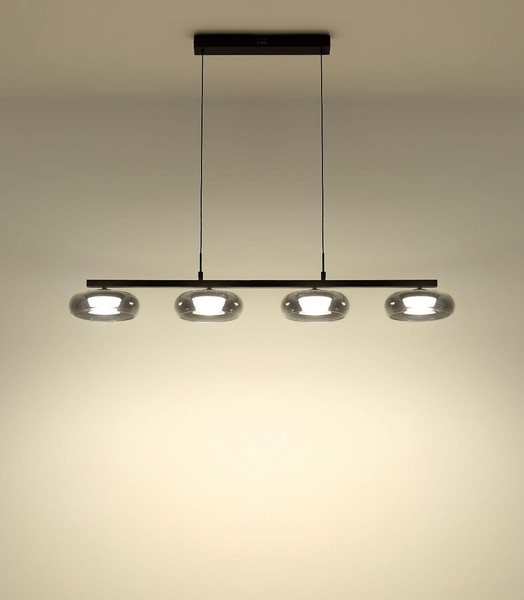Globo LED Pendelleuchte Carlene 23W CCT warm-/neutral-/tageslichtweiss Schwarz matt rauchfarben Metall Glas 120x110cm