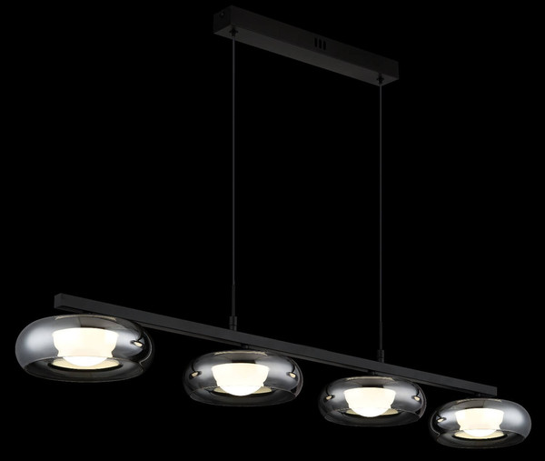 Globo LED Pendelleuchte Carlene 23W CCT warm-/neutral-/tageslichtweiss Schwarz matt rauchfarben Metall Glas 120x110cm
