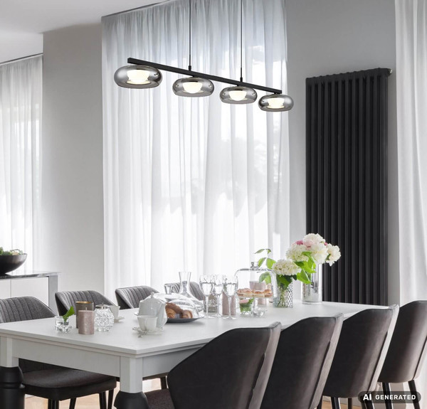 Globo LED Pendelleuchte Carlene 23W CCT warm-/neutral-/tageslichtweiss Schwarz matt rauchfarben Metall Glas 120x110cm