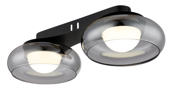 Globo LED Deckenleuchte Carlene 11W CCT warm-/neutral-/tageslichtweiss Schwarz matt rauchfarben Metall Glas 45x20cm