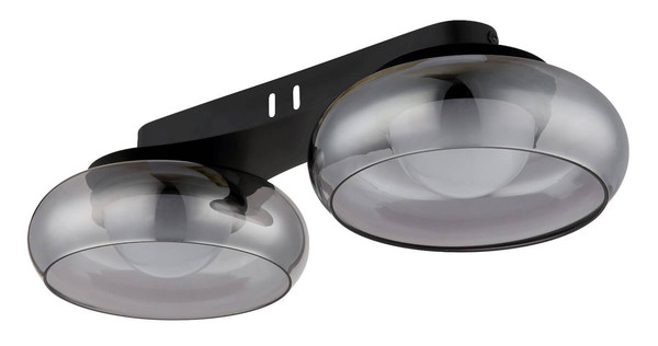 Globo LED Deckenleuchte Carlene 11W CCT warm-/neutral-/tageslichtweiss Schwarz matt rauchfarben Metall Glas 45x20cm