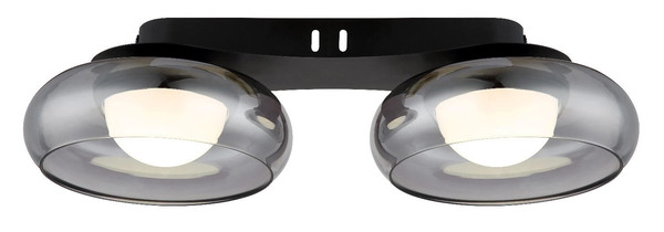 Globo LED Deckenleuchte Carlene 11W CCT warm-/neutral-/tageslichtweiss Schwarz matt rauchfarben Metall Glas 45x20cm