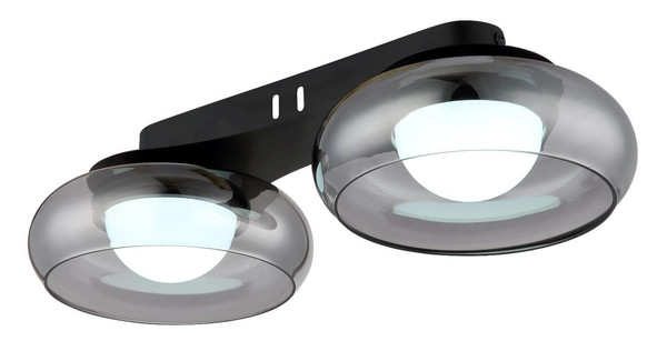 Globo LED Deckenleuchte Carlene 11W CCT warm-/neutral-/tageslichtweiss Schwarz matt rauchfarben Metall Glas 45x20cm