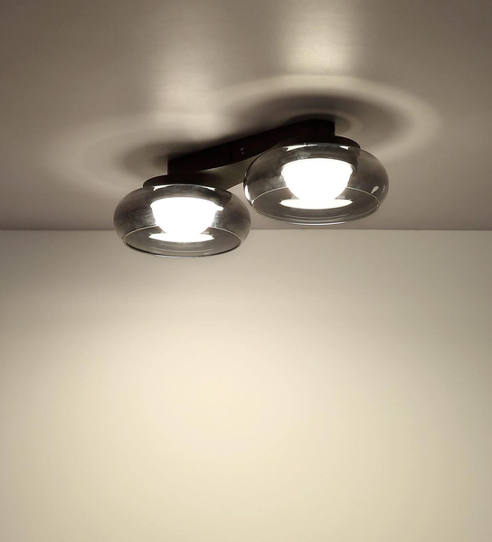 Globo LED Deckenleuchte Carlene 11W CCT warm-/neutral-/tageslichtweiss Schwarz matt rauchfarben Metall Glas 45x20cm
