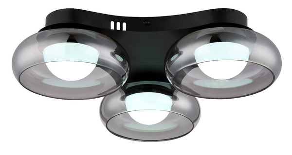 Globo LED Deckenleuchte Carlene 16W CCT warm-/neutral-/tageslichtweiss Schwarz matt rauchfarben Metall Glas Ø50cm