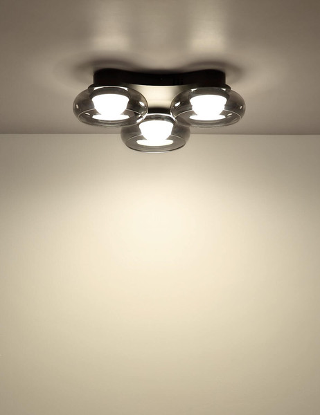 Globo LED Deckenleuchte Carlene 16W CCT warm-/neutral-/tageslichtweiss Schwarz matt rauchfarben Metall Glas Ø50cm