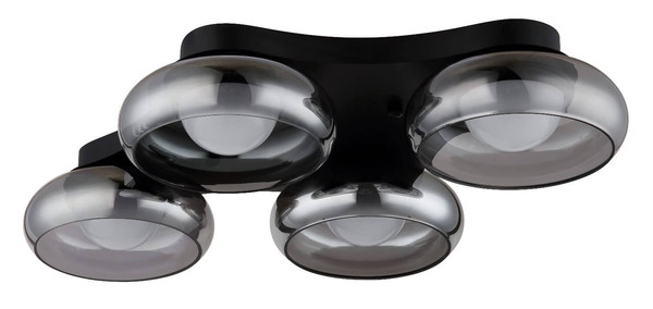 Globo LED Deckenleuchte Carlene 23W CCT warm-/neutral-/tageslichtweiss Schwarz matt rauchfarben Metall Glas 65x46cm
