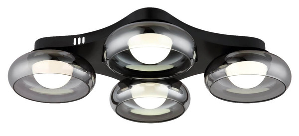 Globo LED Deckenleuchte Carlene 23W CCT warm-/neutral-/tageslichtweiss Schwarz matt rauchfarben Metall Glas 65x46cm