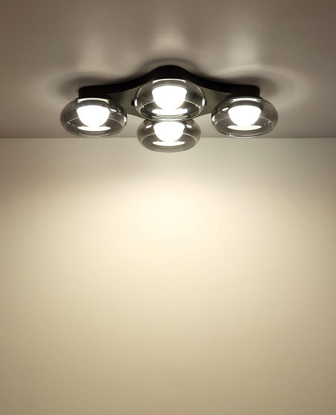 Globo LED Deckenleuchte Carlene 23W CCT warm-/neutral-/tageslichtweiss Schwarz matt rauchfarben Metall Glas 65x46cm