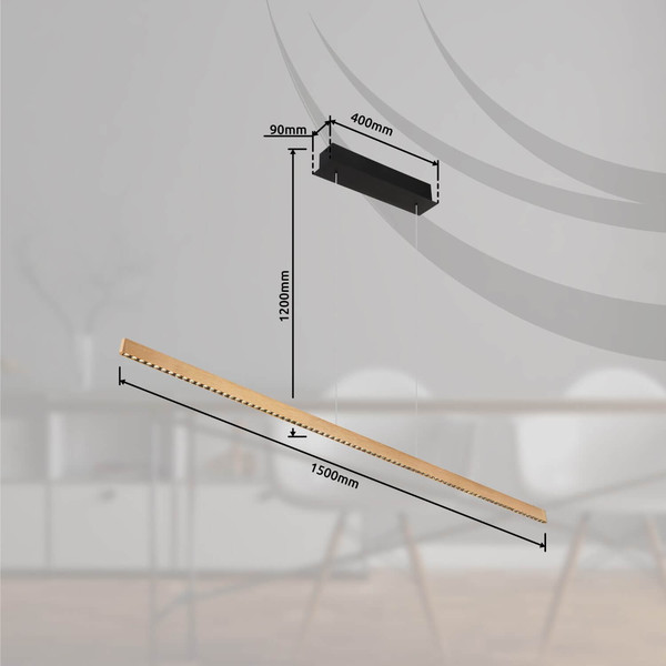 Globo LED Pendelleuchte Dentsy 53W dimmbar neutralweiss Schwarz matt kupferfarben gebürstet Metall Aluminium 150x120cm